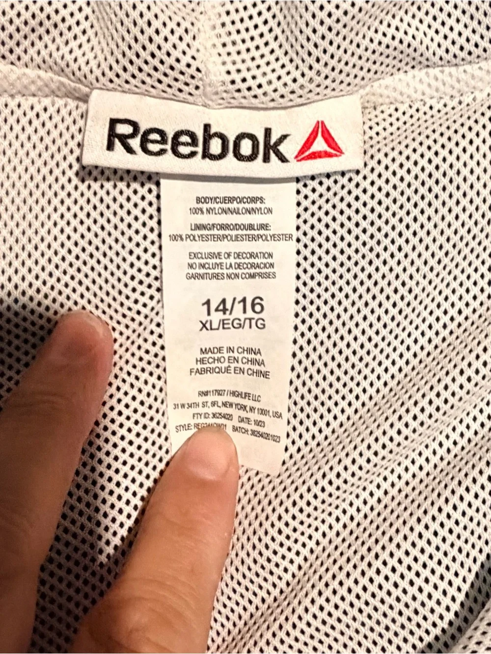 Reebok White Mesh Jacket with Red Logo Accent